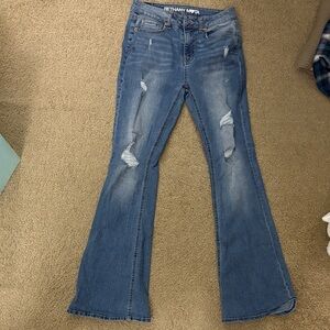 Aeropostale Distressed Blue Flared Jeans